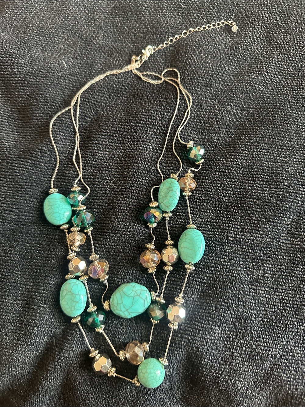 Turquoise and silver beaded necklace